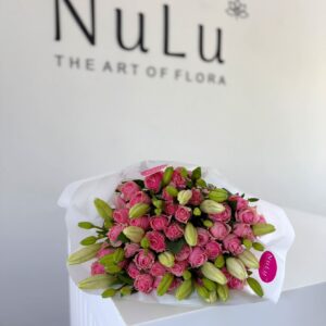 Pink Roses & White Lilies Bouquet